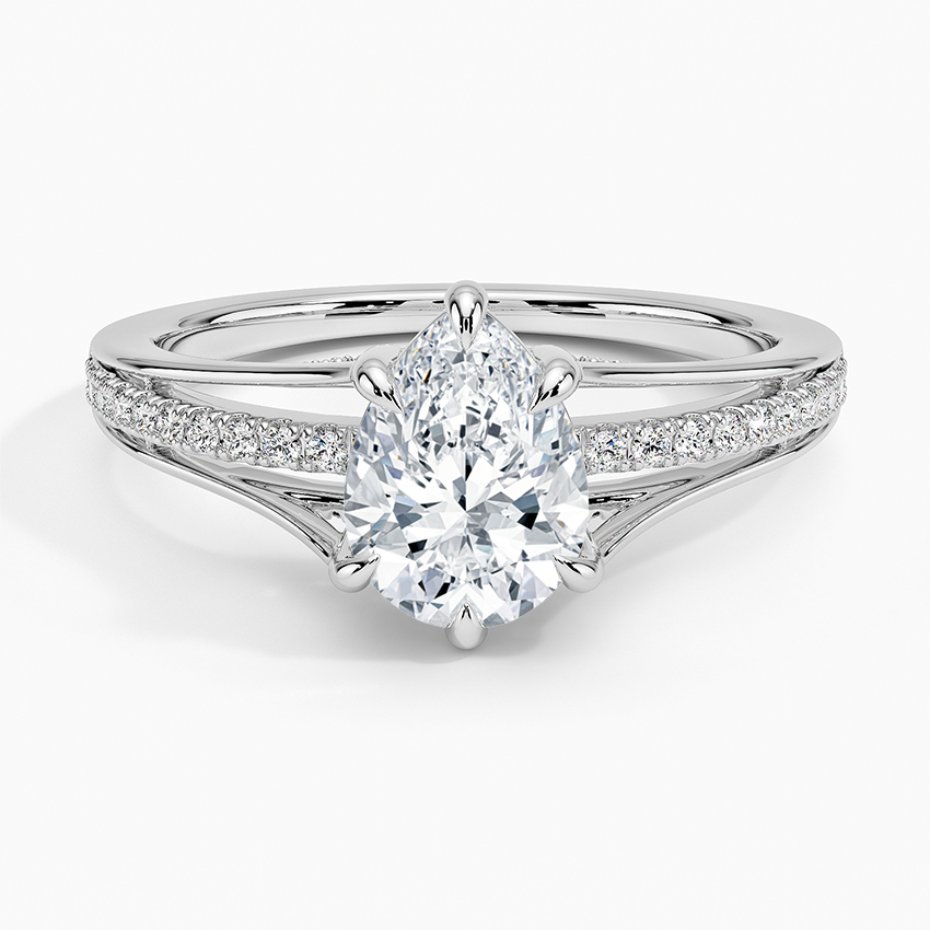 Tressa Split Shank Diamond Ring Platinum Pear Engagement Ring