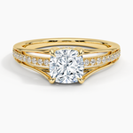 Tressa Split Shank Diamond Ring Yellow Gold 18k Cushion Engagement Ring