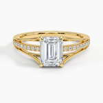 Tressa Split Shank Diamond Ring Yellow Gold 18k Emerald Engagement Ring