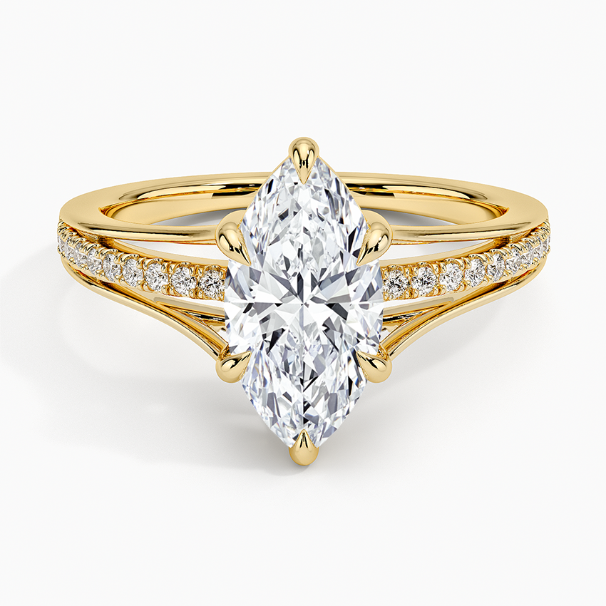 Tressa Split Shank Diamond Ring Yellow Gold 18k Marquise Engagement Ring