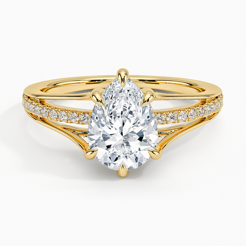 Tressa Split Shank Diamond Ring Yellow Gold 18k Pear Engagement Ring