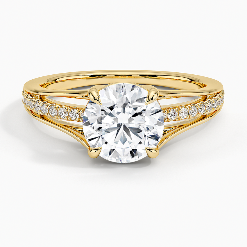 Tressa Split Shank Diamond Ring Yellow Gold 18k Round Engagement Ring