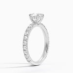 Olympia Three-Quarter Coverage Diamond Ring Platinum Cushion Engagement Ring