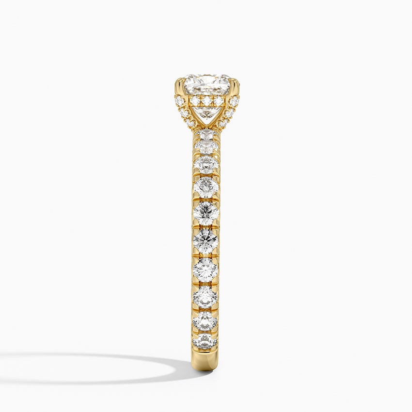 Olympia Three-Quarter Coverage Diamond Ring Yellow Gold 18k Cushion Engagement Ring