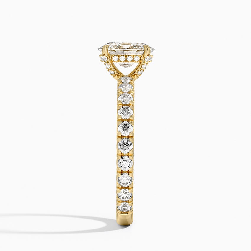 Olympia Three-Quarter Coverage Diamond Ring Yellow Gold 18k Oval Engagement Ring