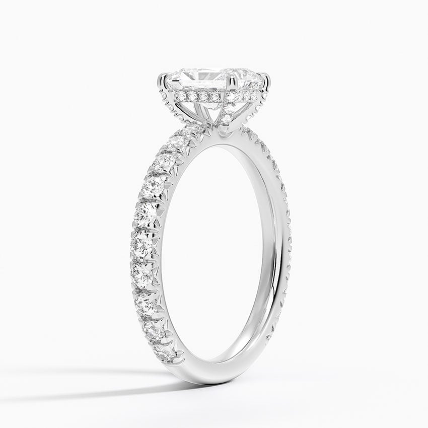 Olympia Three-Quarter Coverage Diamond Ring Platinum Radiant Engagement Ring