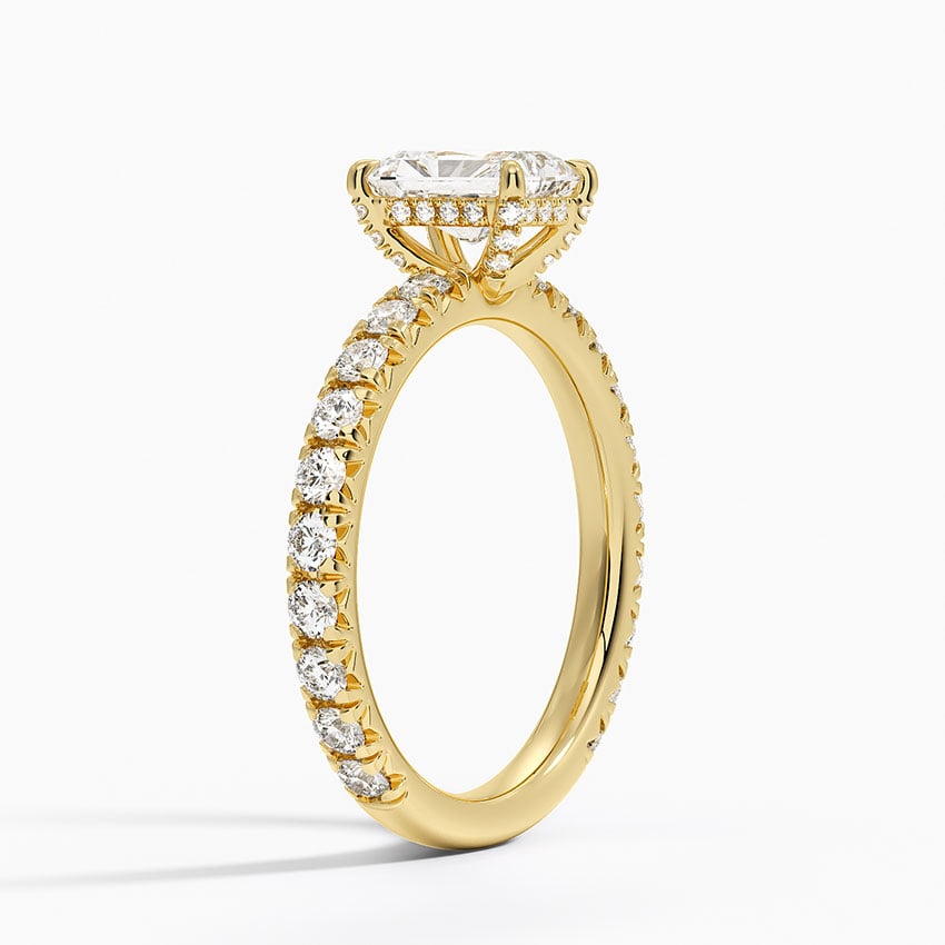 Olympia Three-Quarter Coverage Diamond Ring Yellow Gold 18k Radiant Engagement Ring