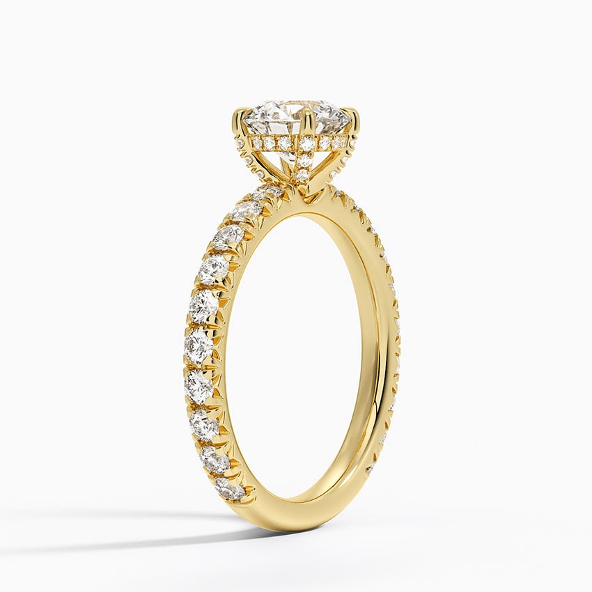 Olympia Three-Quarter Coverage Diamond Ring Yellow Gold 18k Round Engagement Ring
