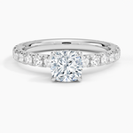 Olympia Three-Quarter Coverage Diamond Ring Platinum Cushion Engagement Ring