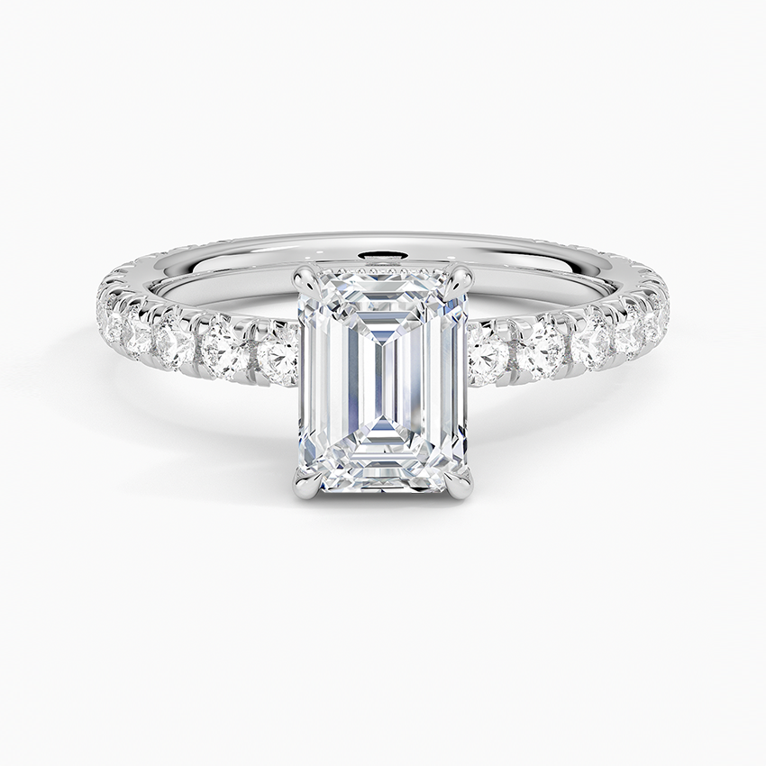Olympia Three-Quarter Coverage Diamond Ring Platinum Emerald Engagement Ring