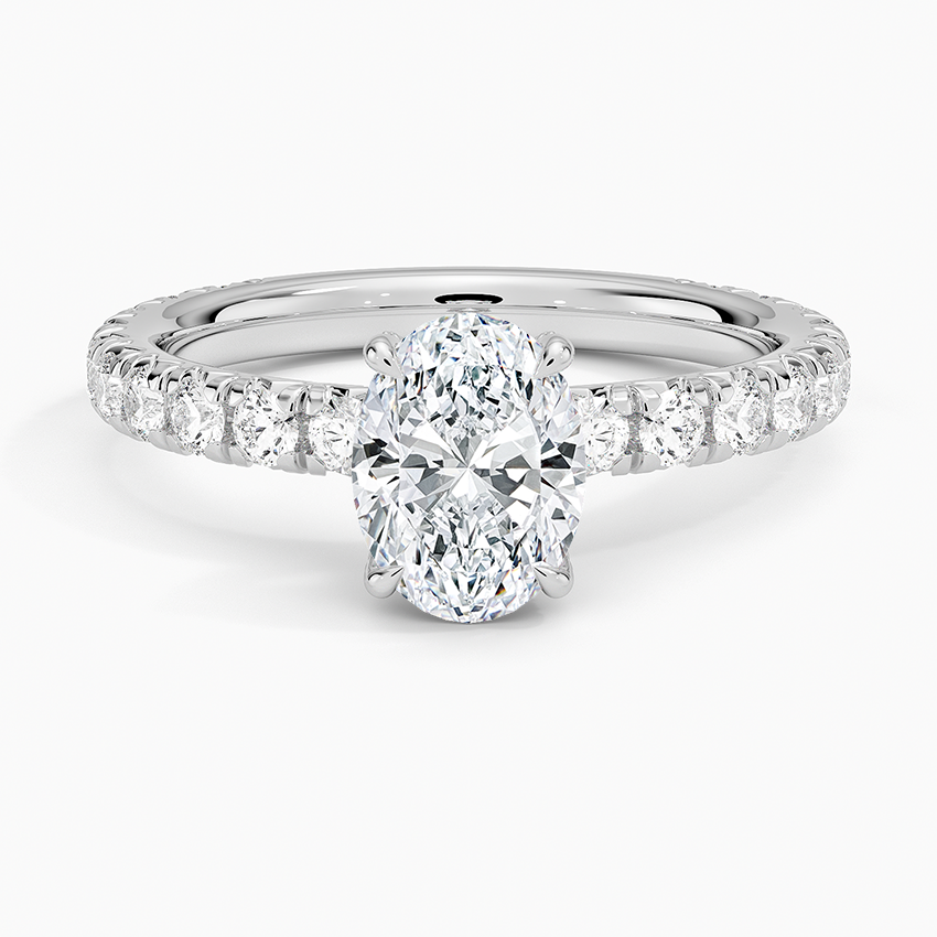 Olympia Three-Quarter Coverage Diamond Ring Platinum Oval Engagement Ring