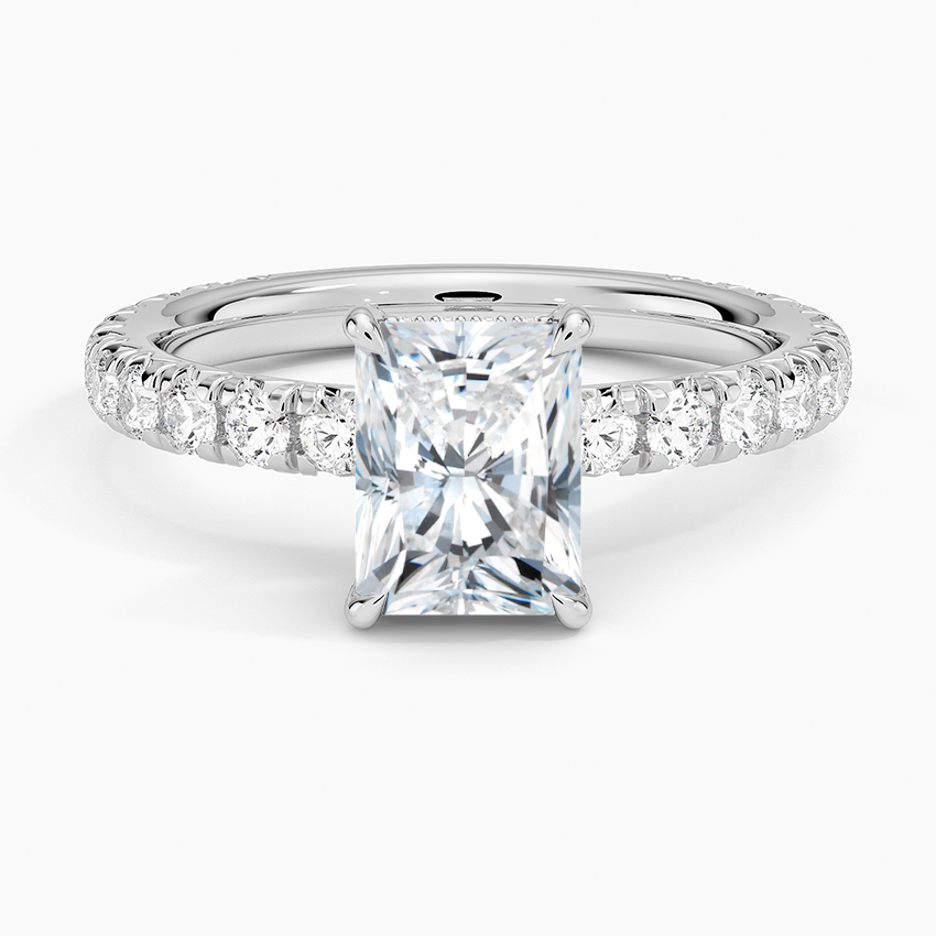 Olympia Three-Quarter Coverage Diamond Ring Platinum Radiant Engagement Ring