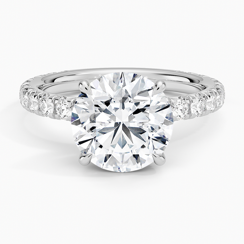 Olympia Three-Quarter Coverage Diamond Ring Platinum Round Engagement Ring