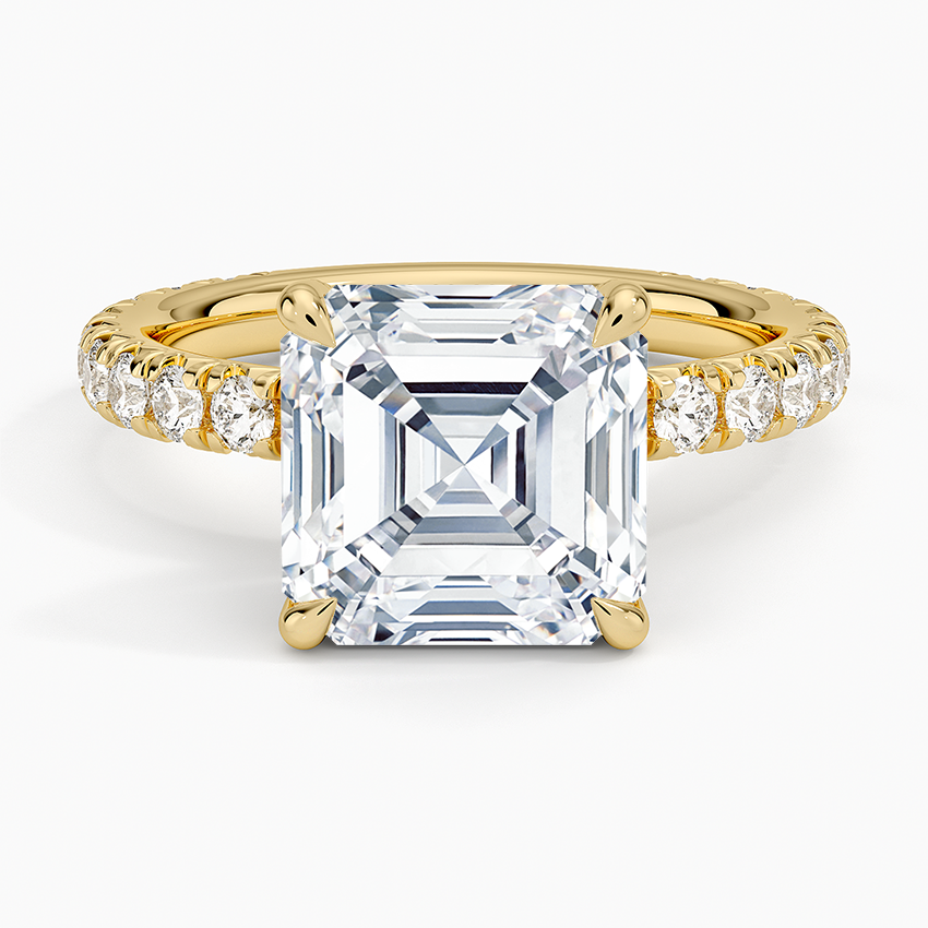 Olympia Three-Quarter Coverage Diamond Ring Yellow Gold 18k Asscher Engagement Ring