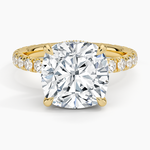 Olympia Three-Quarter Coverage Diamond Ring Yellow Gold 18k Cushion Engagement Ring