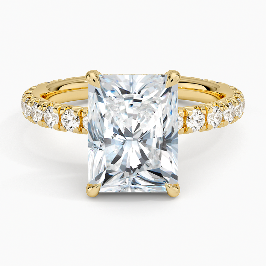 Olympia Three-Quarter Coverage Diamond Ring Yellow Gold 18k Radiant Engagement Ring