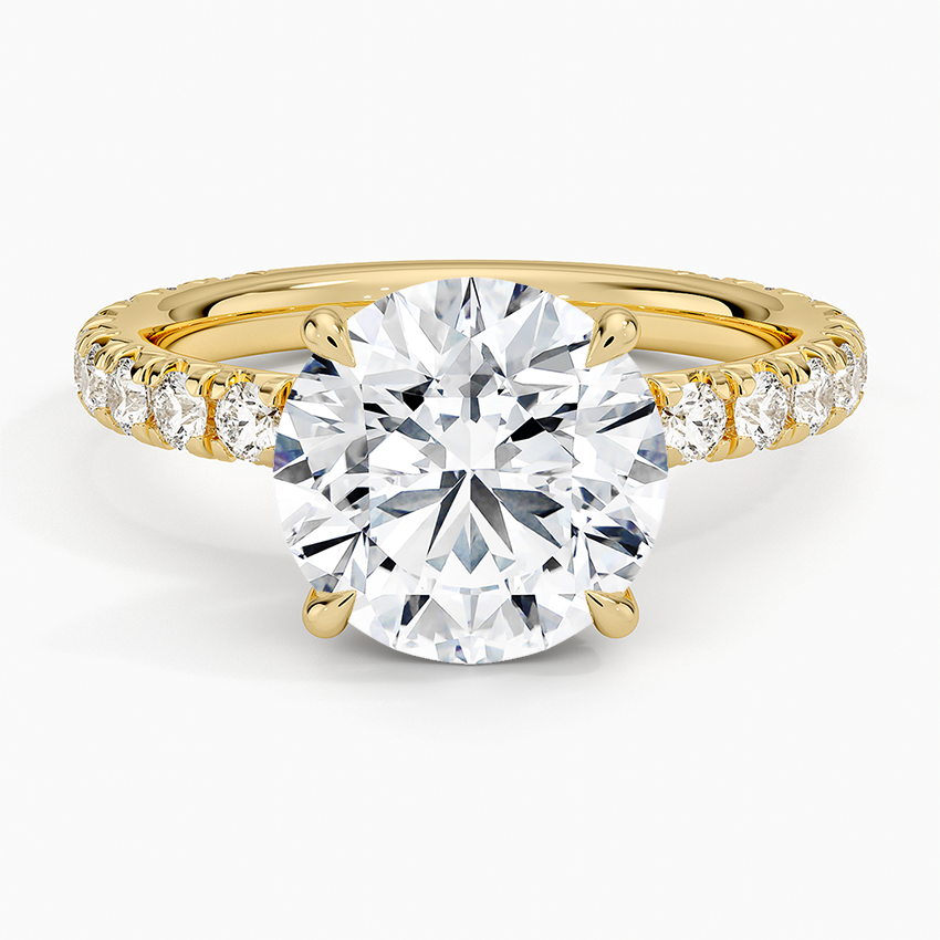 Olympia Three-Quarter Coverage Diamond Ring Yellow Gold 18k Round Engagement Ring