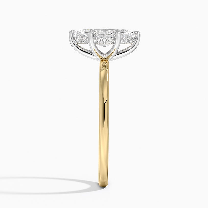 Adorned Mixed Metal Diamond Ring Yellow Gold 18k Marquise Engagement Ring