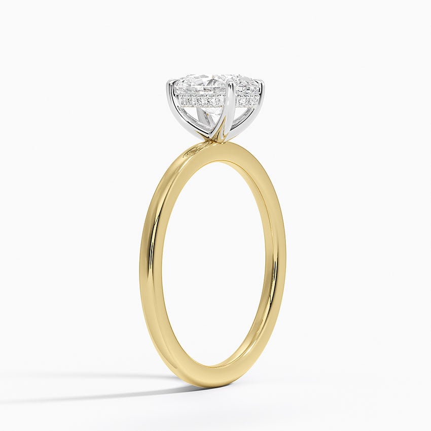 Adorned Mixed Metal Diamond Ring Yellow Gold 18k Oval Engagement Ring