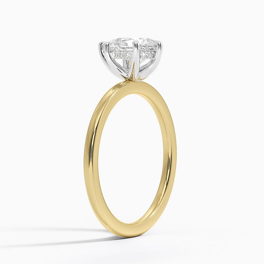 Adorned Mixed Metal Diamond Ring Yellow Gold 18k Pear Engagement Ring