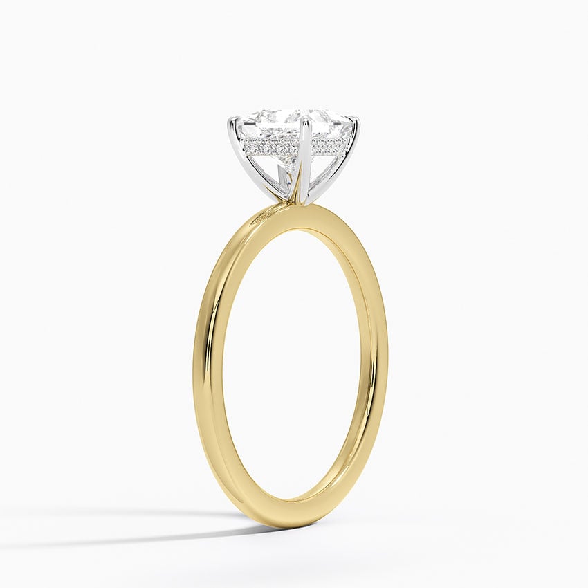 Adorned Mixed Metal Diamond Ring Yellow Gold 18k Princess Engagement Ring