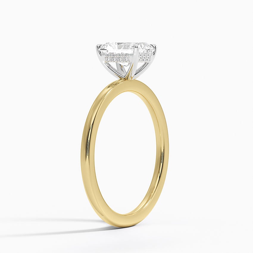 Adorned Mixed Metal Diamond Ring Yellow Gold 18k Radiant Engagement Ring