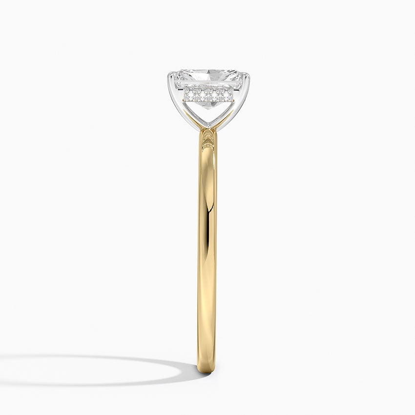 Adorned Mixed Metal Diamond Ring Yellow Gold 18k Radiant Engagement Ring