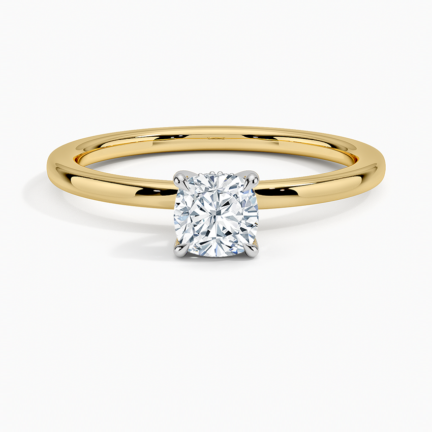 Adorned Mixed Metal Diamond Ring White Gold 18k Cushion Engagement Ring