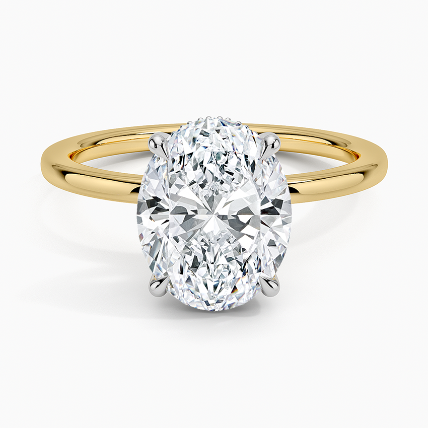 Adorned Mixed Metal Diamond Ring White Gold 18k Oval Engagement Ring