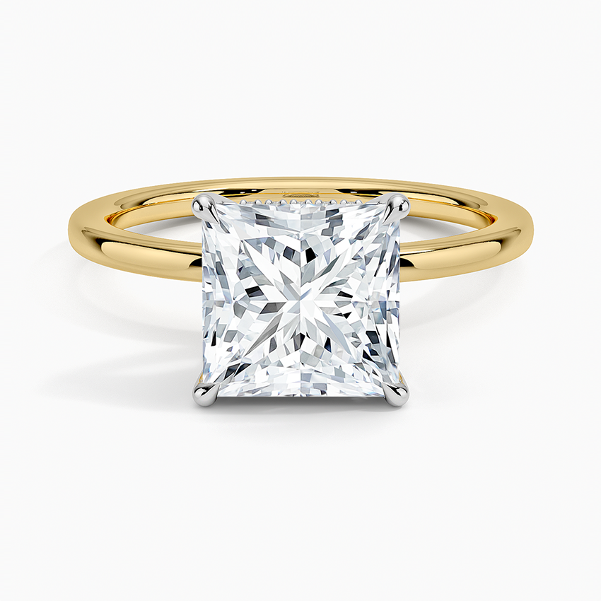 Adorned Mixed Metal Diamond Ring White Gold 18k Princess Engagement Ring