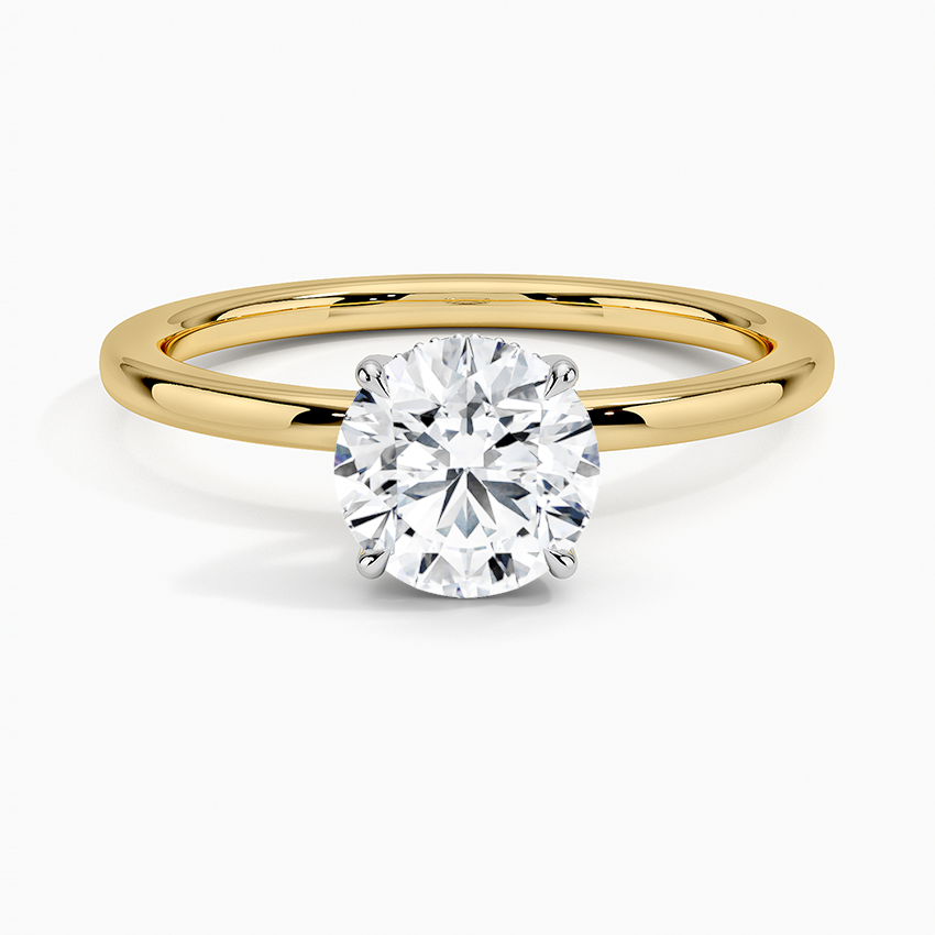 Adorned Mixed Metal Diamond Ring White Gold 18k Round Engagement Ring