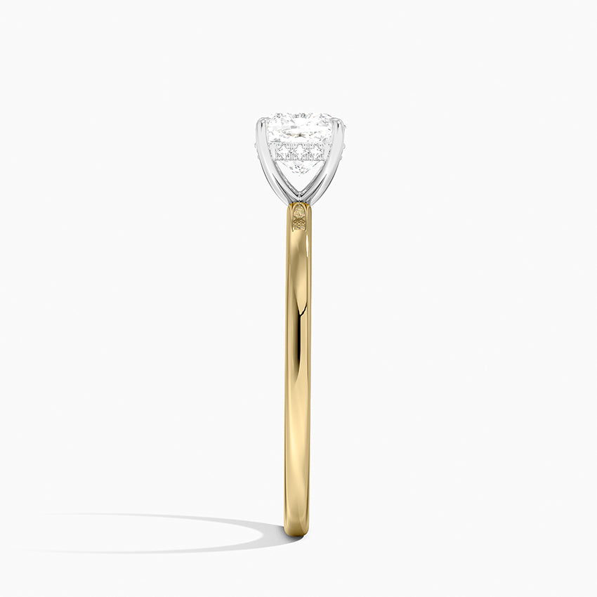 Platinum Adorned Mixed Metal Diamond Ring Yellow Gold 18k Cushion Engagement Ring