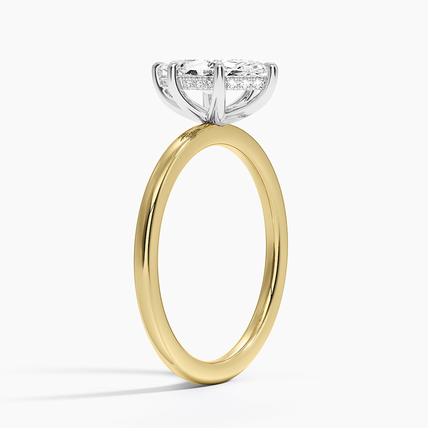 Platinum Adorned Mixed Metal Diamond Ring Yellow Gold 18k Marquise Engagement Ring