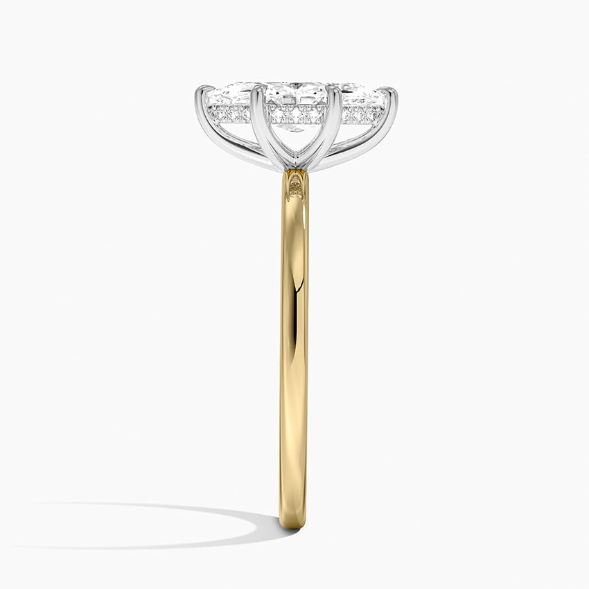 Platinum Adorned Mixed Metal Diamond Ring Yellow Gold 18k Marquise Engagement Ring