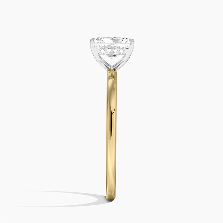 Platinum Adorned Mixed Metal Diamond Ring Yellow Gold 18k Radiant Engagement Ring