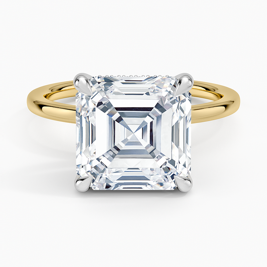 Platinum Adorned Mixed Metal Diamond Ring Platinum Asscher Engagement Ring
