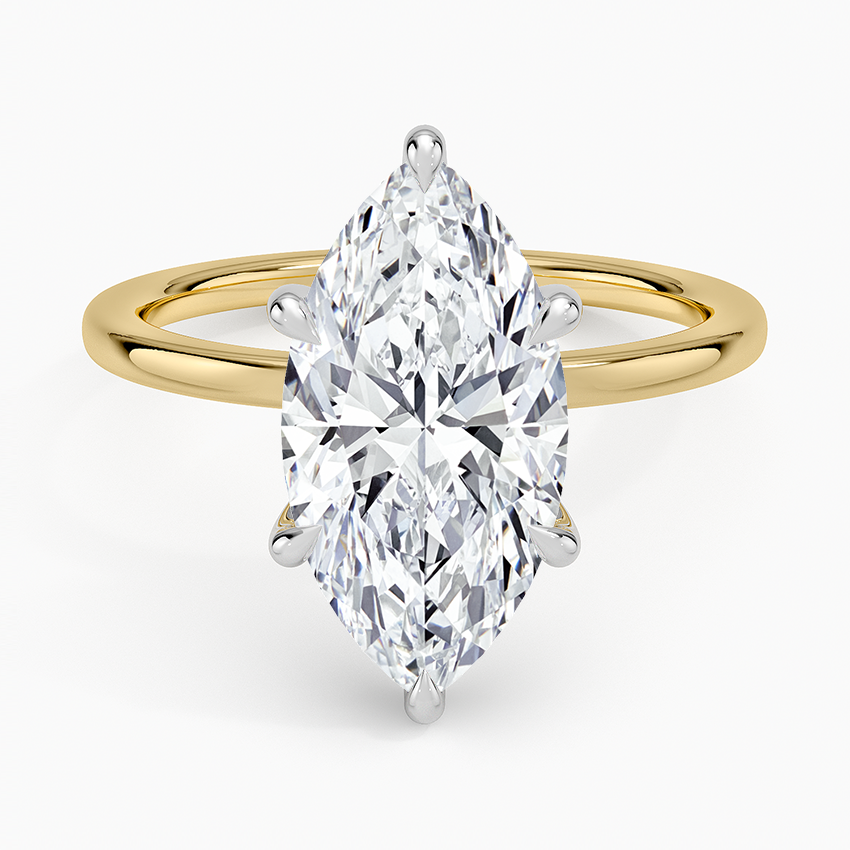 Platinum Adorned Mixed Metal Diamond Ring Platinum Marquise Engagement Ring