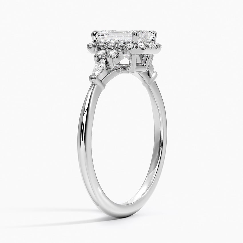 Nadia Halo Diamond Ring (1/4 ct. tw.) Platinum Emerald Engagement Ring