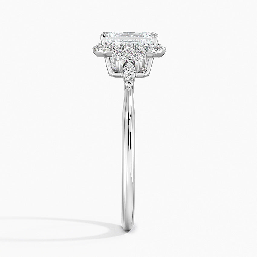 Nadia Halo Diamond Ring (1/4 ct. tw.) Platinum Emerald Engagement Ring