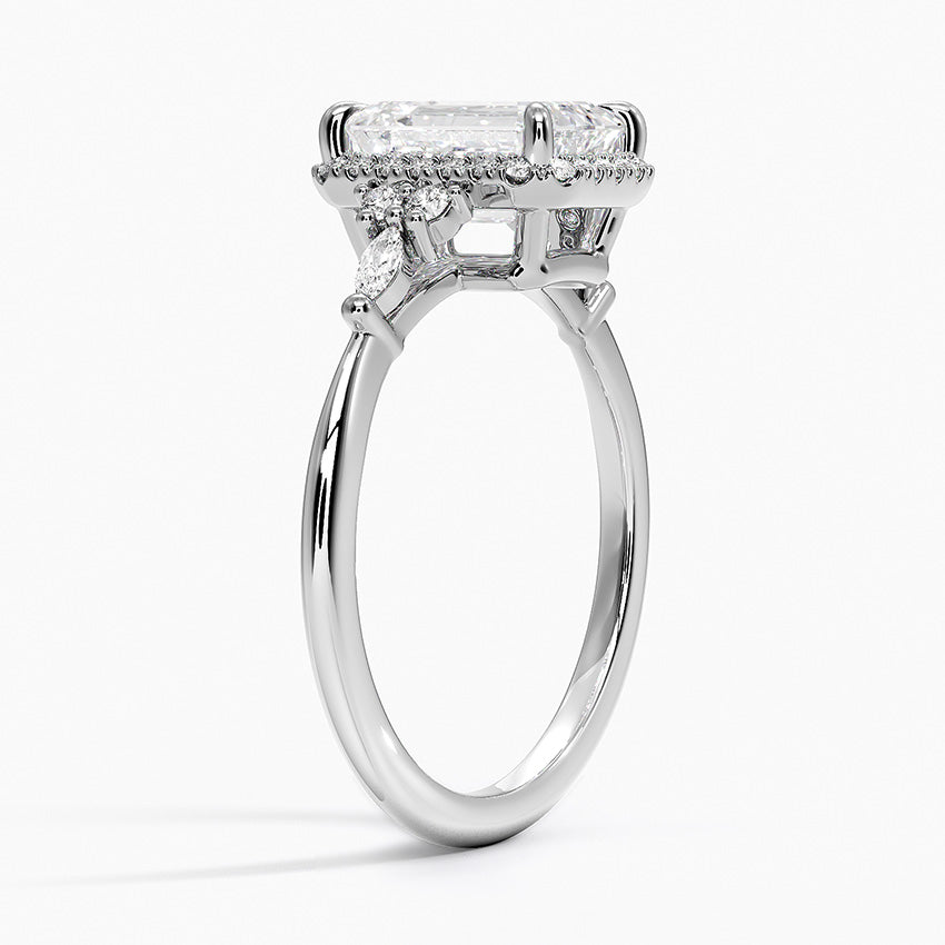 Nadia Halo Diamond Ring (1/4 ct. tw.) Platinum Emerald Engagement Ring