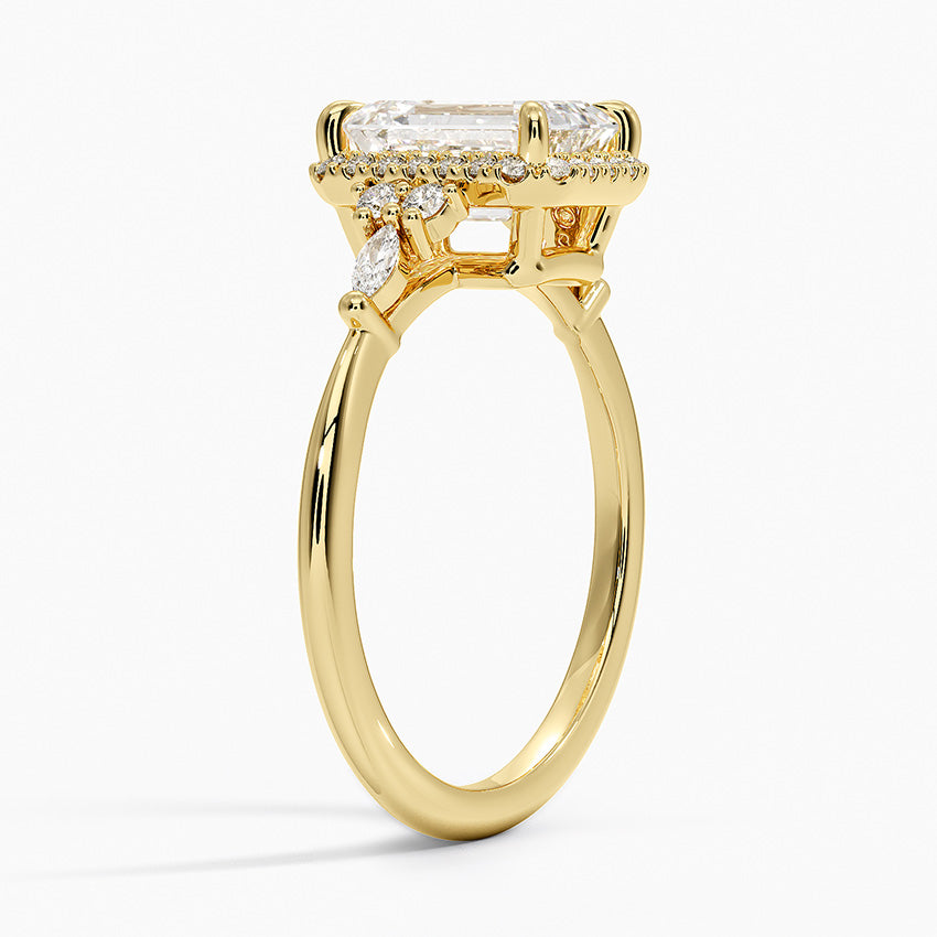 Nadia Halo Diamond Ring (1/4 ct. tw.) Yellow Gold 18k Emerald Engagement Ring