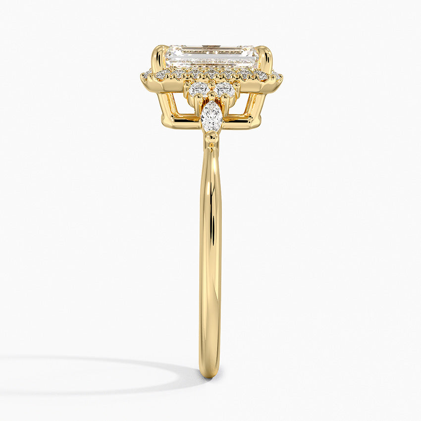 Nadia Halo Diamond Ring (1/4 ct. tw.) Yellow Gold 18k Emerald Engagement Ring