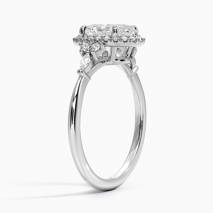 Nadia Halo Diamond Ring (1/4 ct. tw.) Platinum Oval Engagement Ring