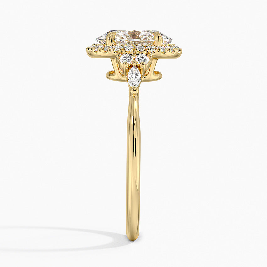 Nadia Halo Diamond Ring (1/4 ct. tw.) Yellow Gold 18k Oval Engagement Ring