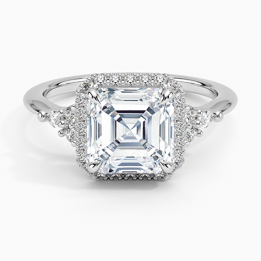 Nadia Halo Diamond Ring (1/4 ct. tw.) Platinum Asscher Engagement Ring