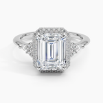 Nadia Halo Diamond Ring (1/4 ct. tw.) Platinum Emerald Engagement Ring