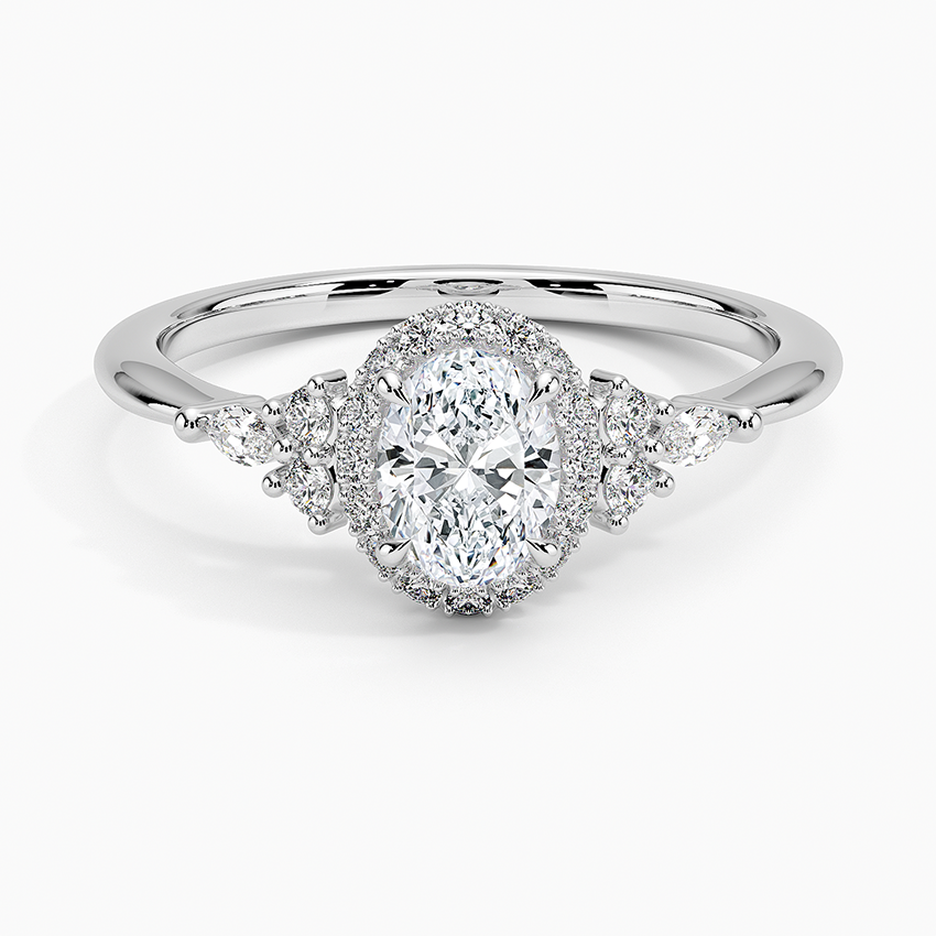 Nadia Halo Diamond Ring (1/4 ct. tw.) Platinum Oval Engagement Ring