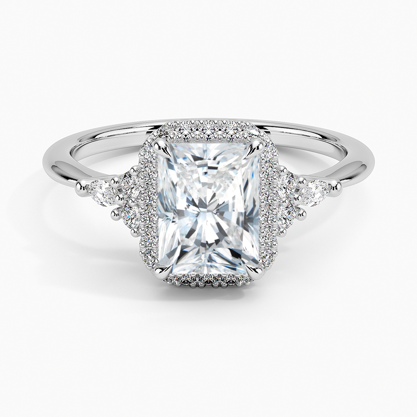 Nadia Halo Diamond Ring (1/4 ct. tw.) Platinum Radiant Engagement Ring