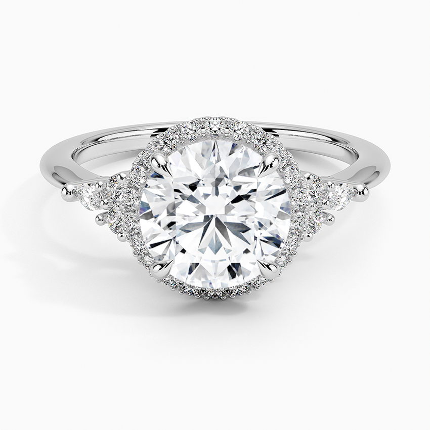 Nadia Halo Diamond Ring (1/4 ct. tw.) Platinum Round Engagement Ring