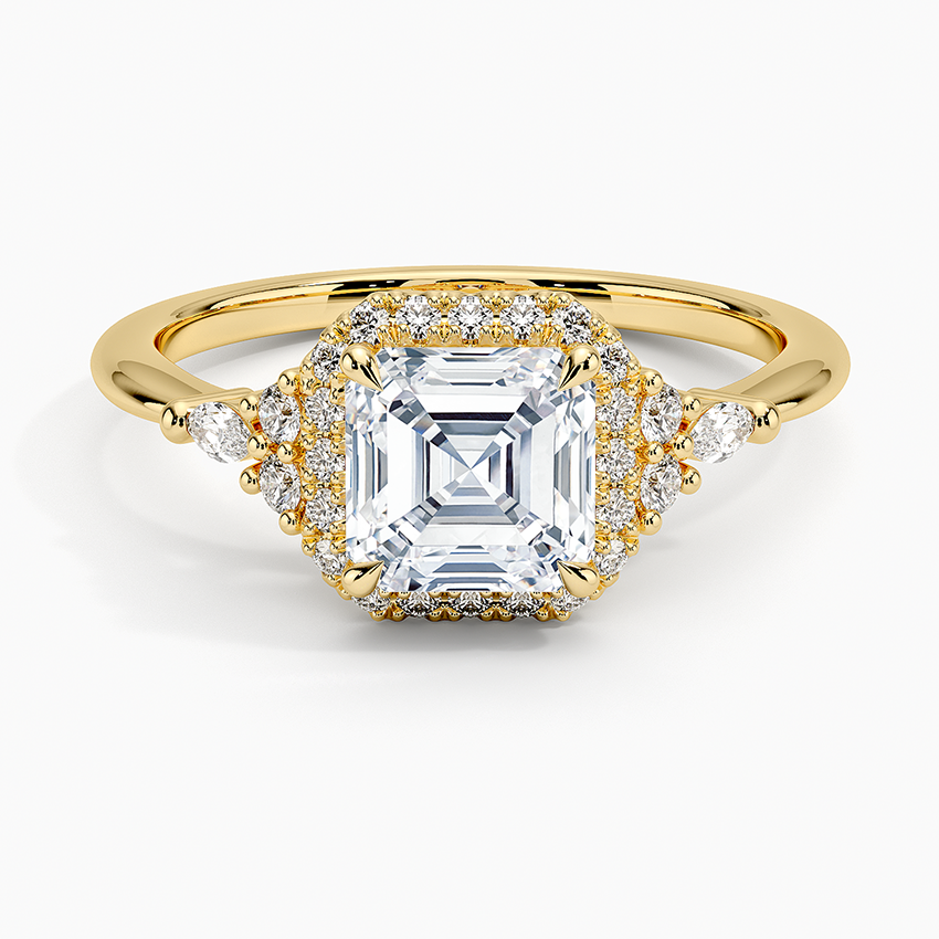 Nadia Halo Diamond Ring (1/4 ct. tw.) Yellow Gold 18k Asscher Engagement Ring